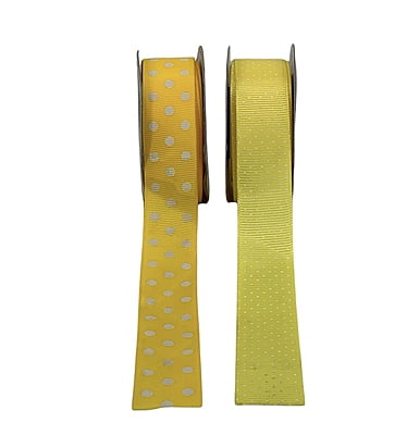 Polka Dot - Yellow with White-2.5 cms-Yellow-10 yards