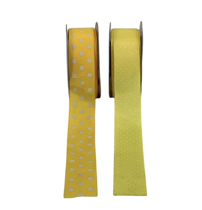Polka Dot - Yellow with White-2.5 cms-Yellow-10 yards