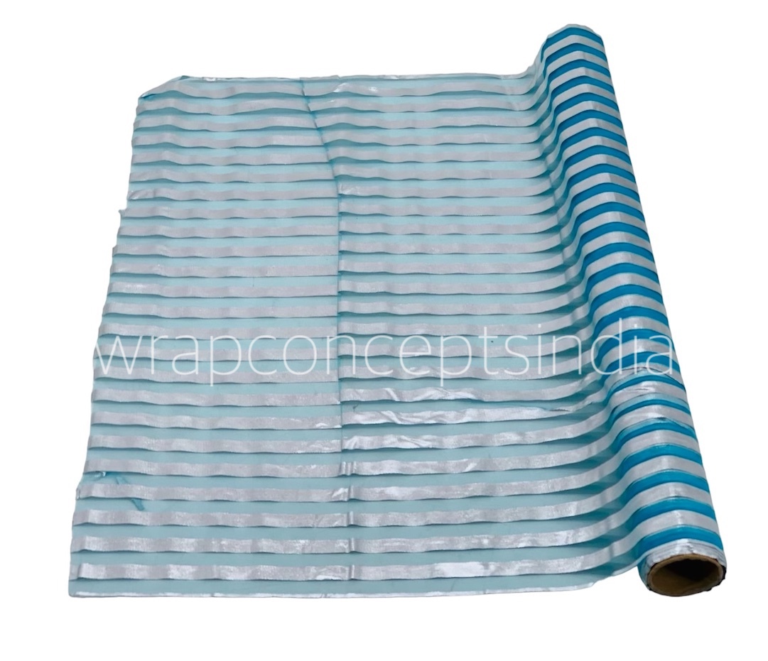 Silver Foil Stripe Organza Roll