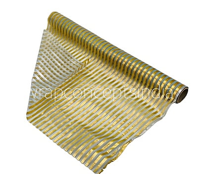 Gold Foil Stripe Organza Roll - Turquoise Blue