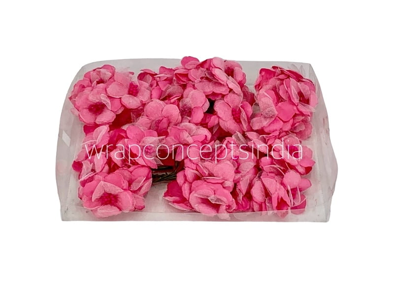 Flowers with Organza Layer on stick - Fuchsia Pink