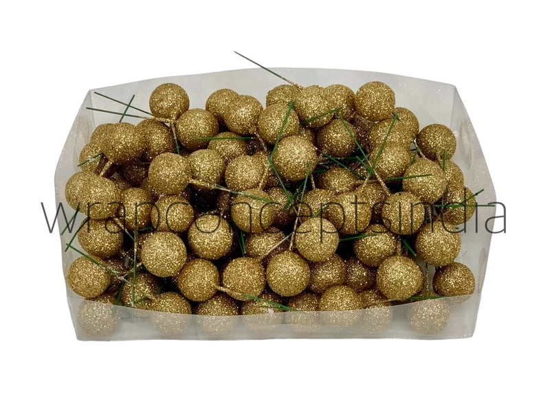 Gold Glitter Faux Balls - 30 MM