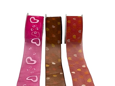 Heart Print Sheer Ribbon