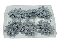 Glitter Flower on stick - Silver