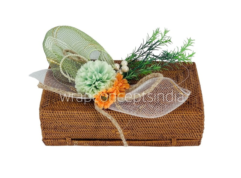 Green Carnation with Orange Sun Flowers Ready Bunch