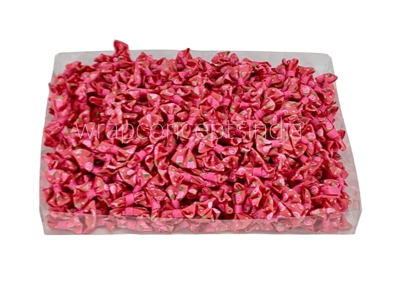 Small Bows with Flower Print - Coral