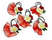 Ivory Petunia with Red Jute Rose Ready Bunch