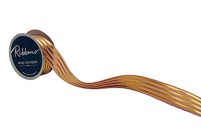 Grosgrain Ribbon with Gold Foil Stripes