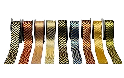 Gold Foil Herringbone Satin Ribbon