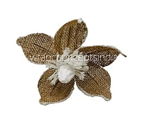 Big Jute Flower on Stick