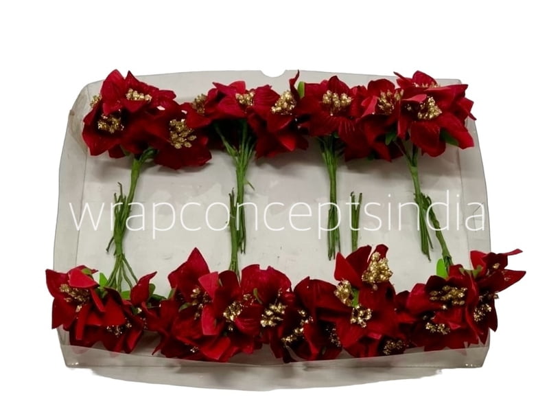 Maroon Flowers with Glitter Pollen