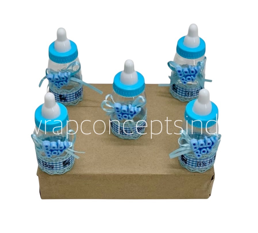 Pink/Blue Baby Bottle with Teddy