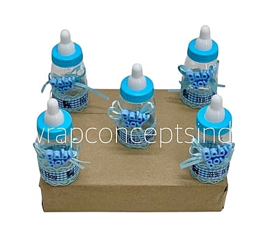 Pink/Blue Baby Bottle with Teddy