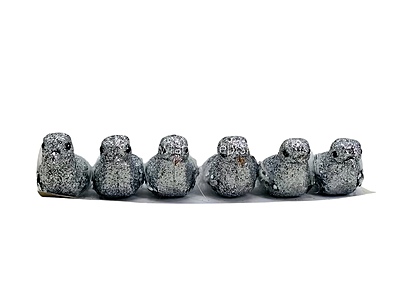 Gold Glittery Birds with Feather Tails