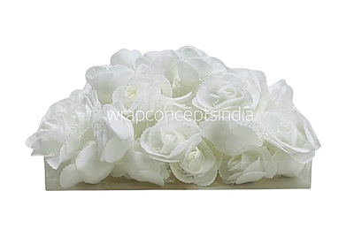 White Medium Foam Rose With Net