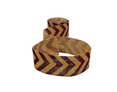Deep Red Chevron Jute Ribbon