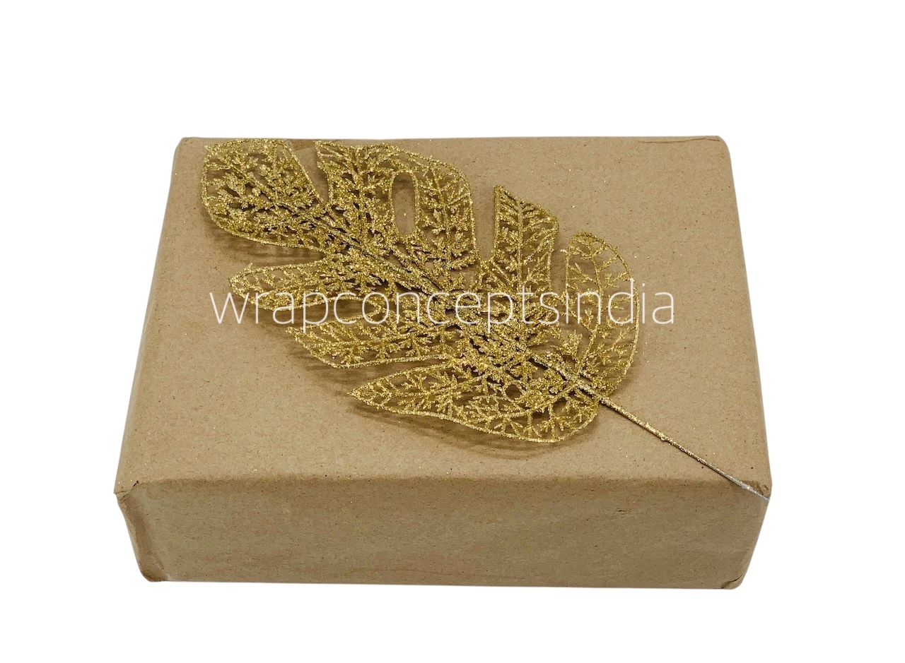 Gold Glitter Leaf on stick 6