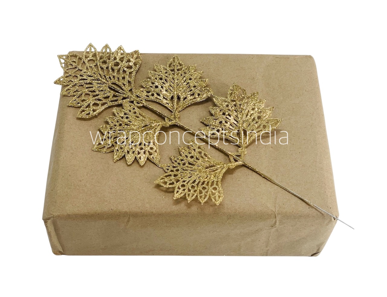 Gold Glitter Leaf on stick 1