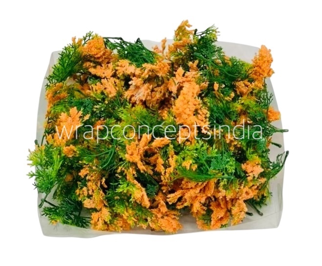 Green Fern Leaves with Orange Edges