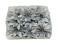 Silver Glitter Metallic Poinsettias