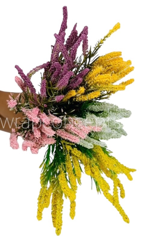 Leaves Bunch with Frosted Conifers