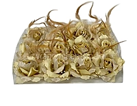 Light Gold Rose With Feather & Pearl String