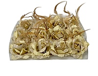 Light Gold Rose With Feather & Pearl String