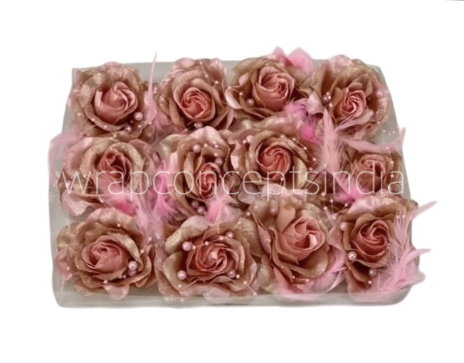 Blush Rose With Feather & Pearl String