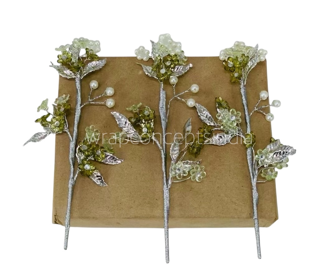 Stone & Pearl Flowers Stick Add-ons - Multicolour