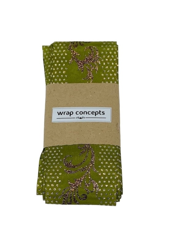 Olive Green with Glitter Leaf Ribbon