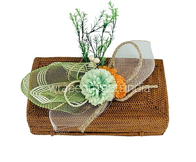 Green Carnation with Orange Sun Flowers Ready Bunch