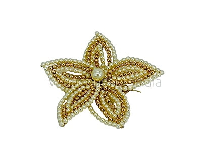 Pearl & gold beads flower (7 strings)