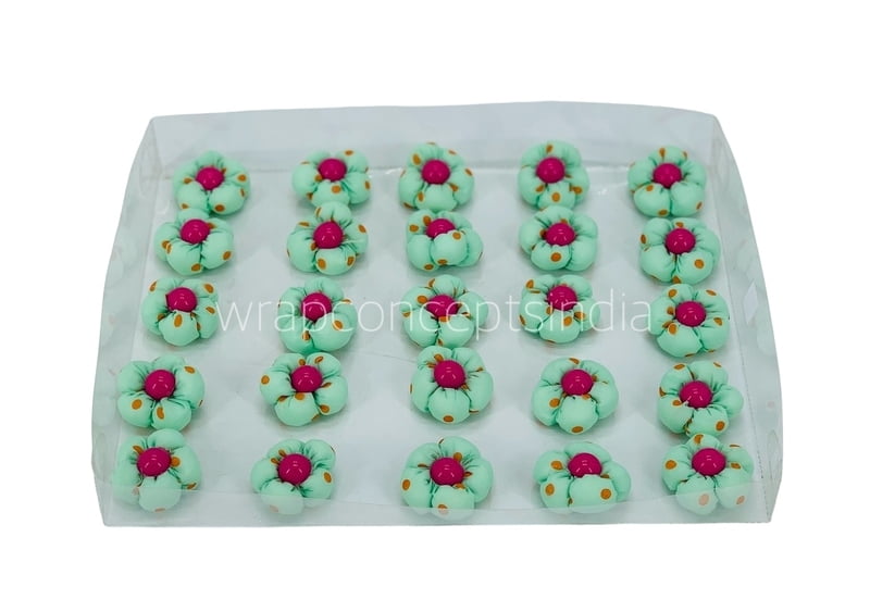 Sea Green Flower with Pink Center