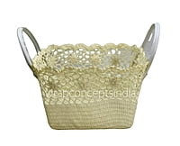Cream Square Crochet Basket