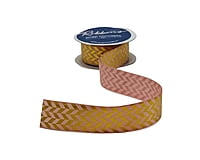 Gold Foil Herringbone Satin Ribbon