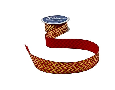 Gold Foil Herringbone Satin Ribbon