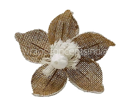 Big Jute Flower on Stick