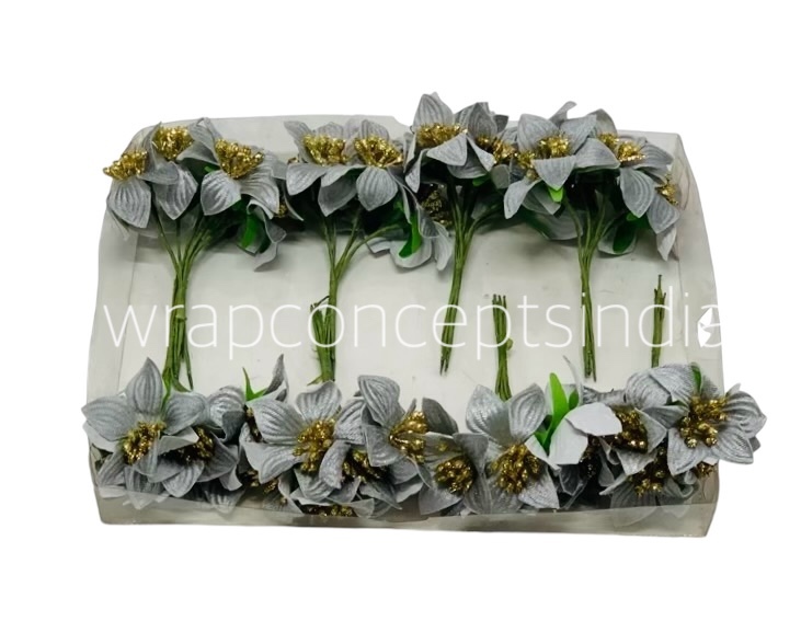 Grey Flowers with Glitter Pollen