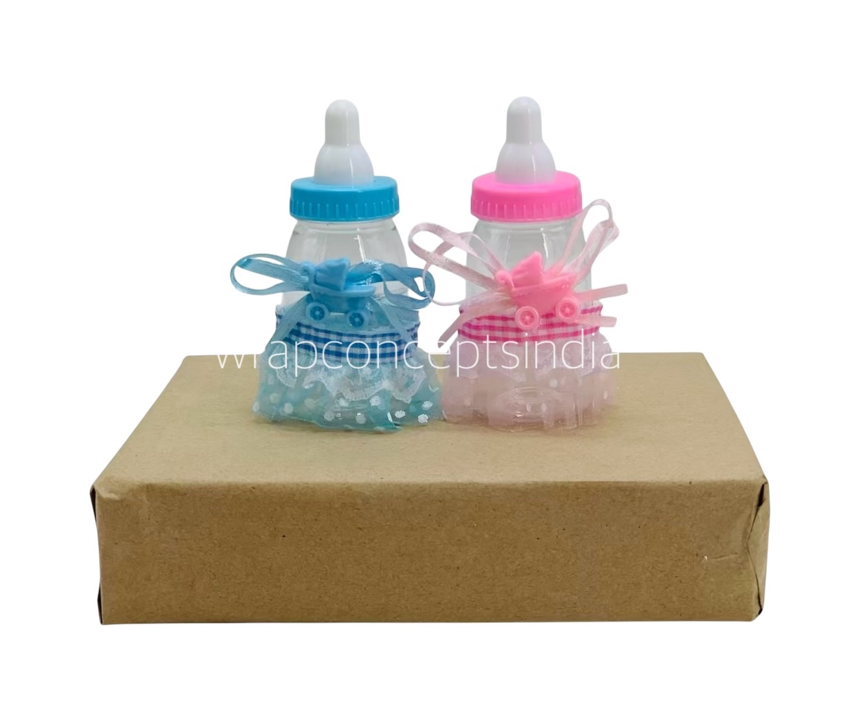 Pink/Blue Bottle with Frill & Motif