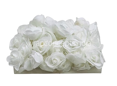 White Medium Foam Rose With Net