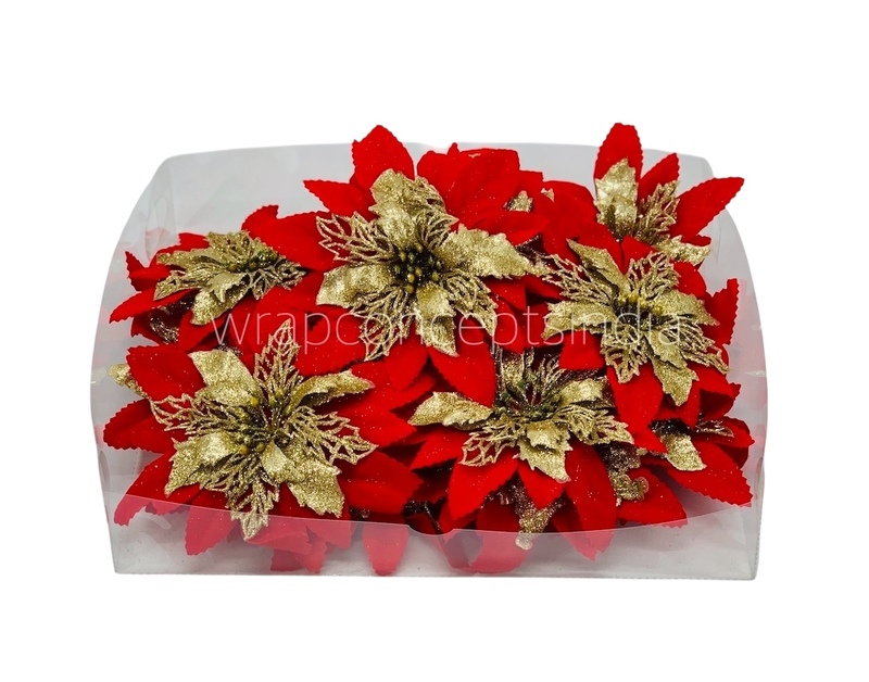 Red Flower with Gold Glitter Flower Centre