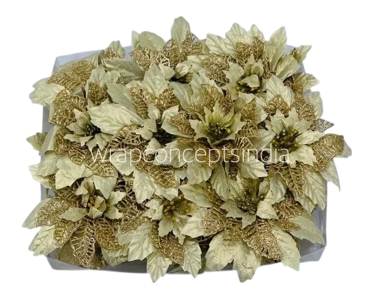 Flower with glittered pollen-Orange, Red & Gold