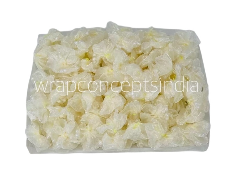 Ivory Organza Flowers with Pearls