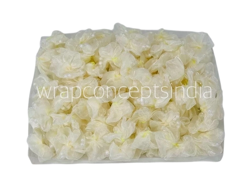 Ivory Organza Flowers with Pearls