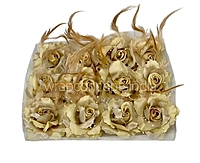 Light Gold Rose With Feather & Pearl String
