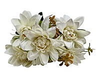 Dahlia Bunch with Leaves-Milky White