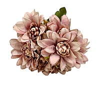 Dahlia Bunch with Leaves-Milky White