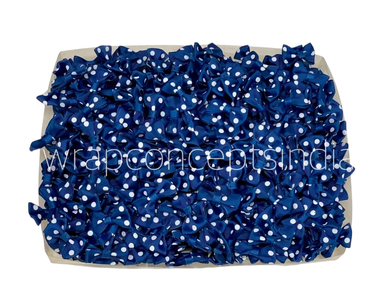 Polka Bow Big - Blue with White