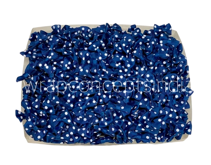 Polka Bow Big - Blue with White