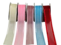 Sheer Stripes Ribbon Satin Edges-Maroon-10 yards